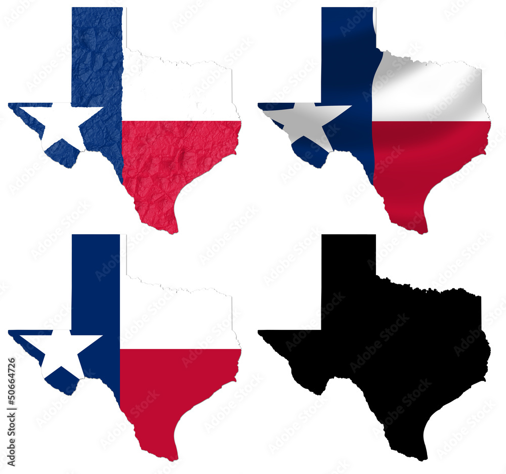 Fototapeta premium US Texas state flag over map collage