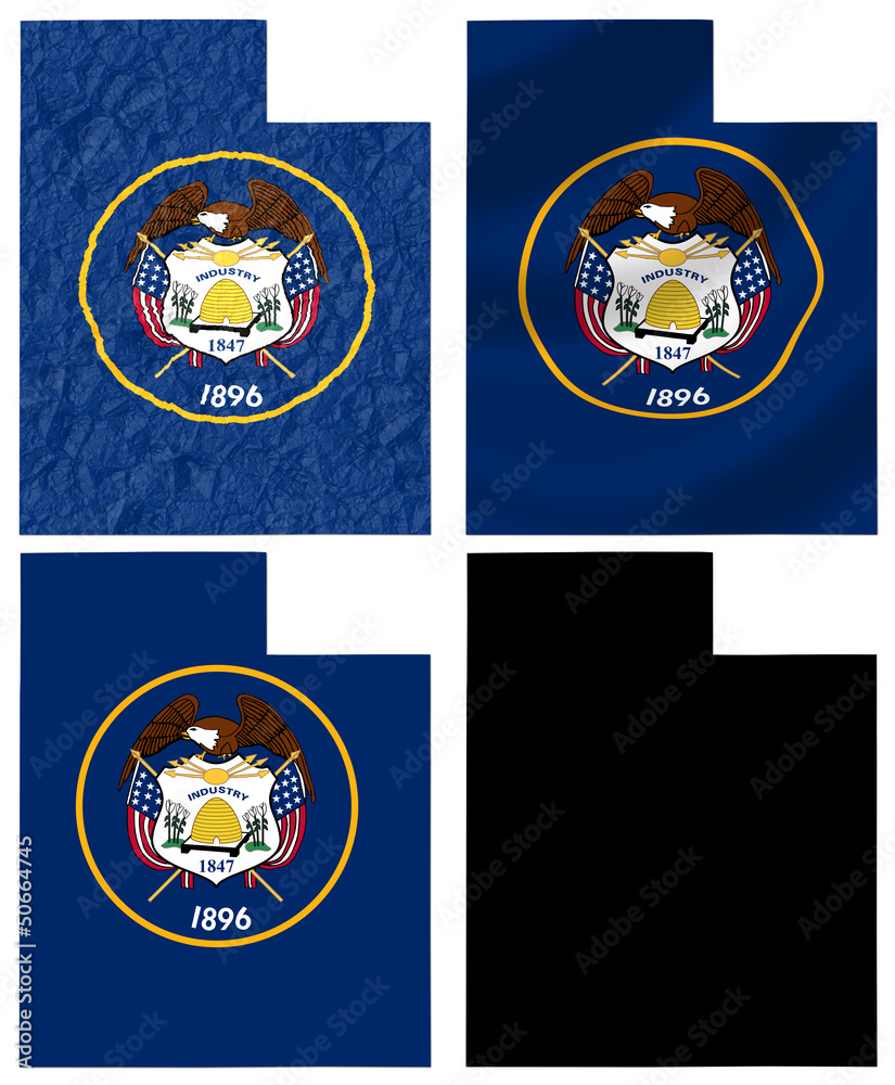 Naklejka premium US Utah state flag over map collage