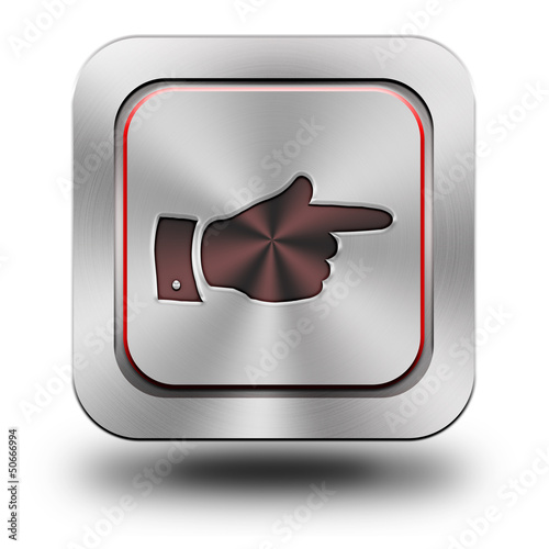 Point the finger, tha direction of, aluminum glossy icon photo