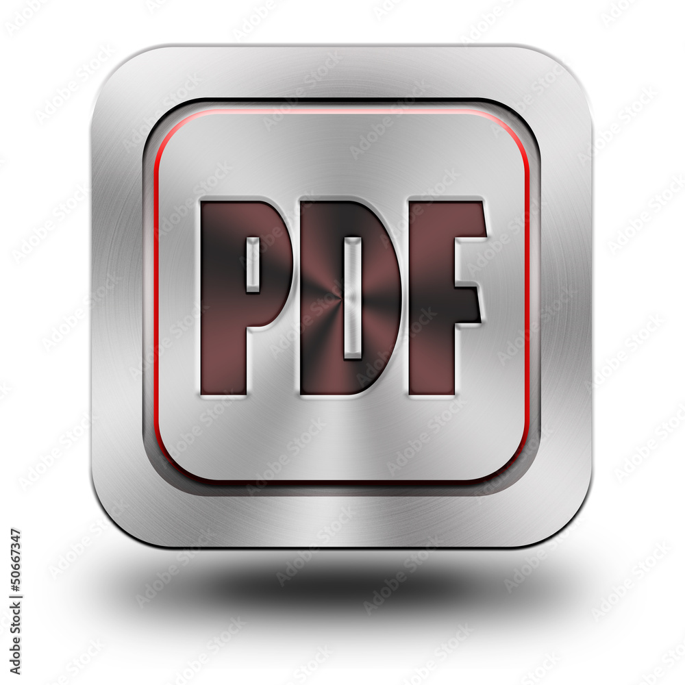 PDF aluminum glossy icon - obrazy, fototapety, plakaty 