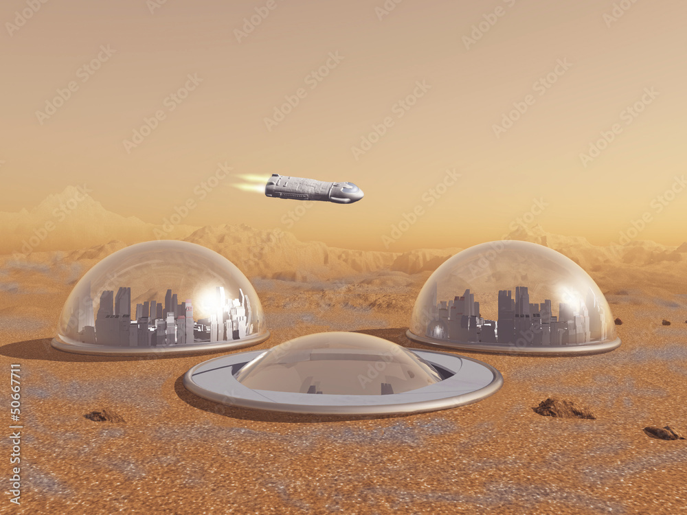 Fototapeta premium Futuras colonias humanas en Marte