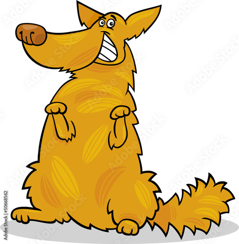 happy yellow shaggy standing dog