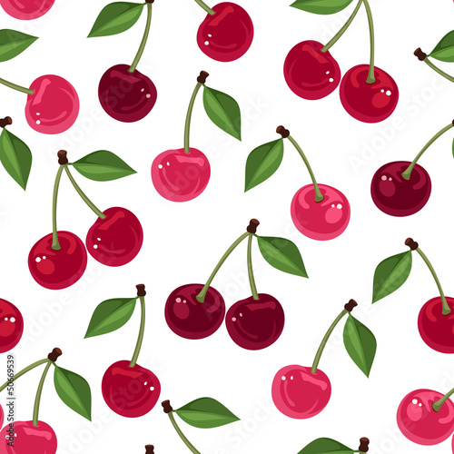Seamless pattern with cherry. Vector illustration.