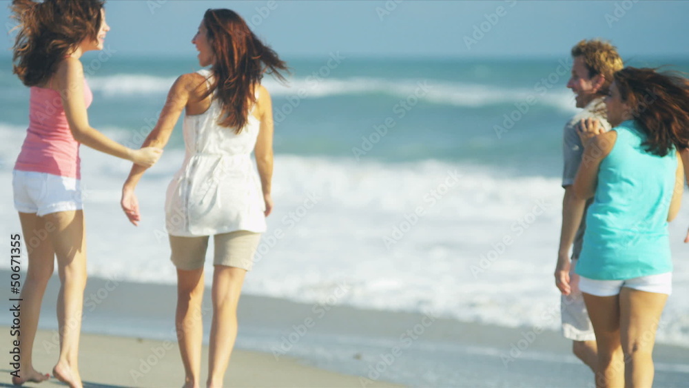 Casual Dressed Caucasian Family Outdoors Together Beach Casual Dressed Caucasian Family Outdoors Together Beach