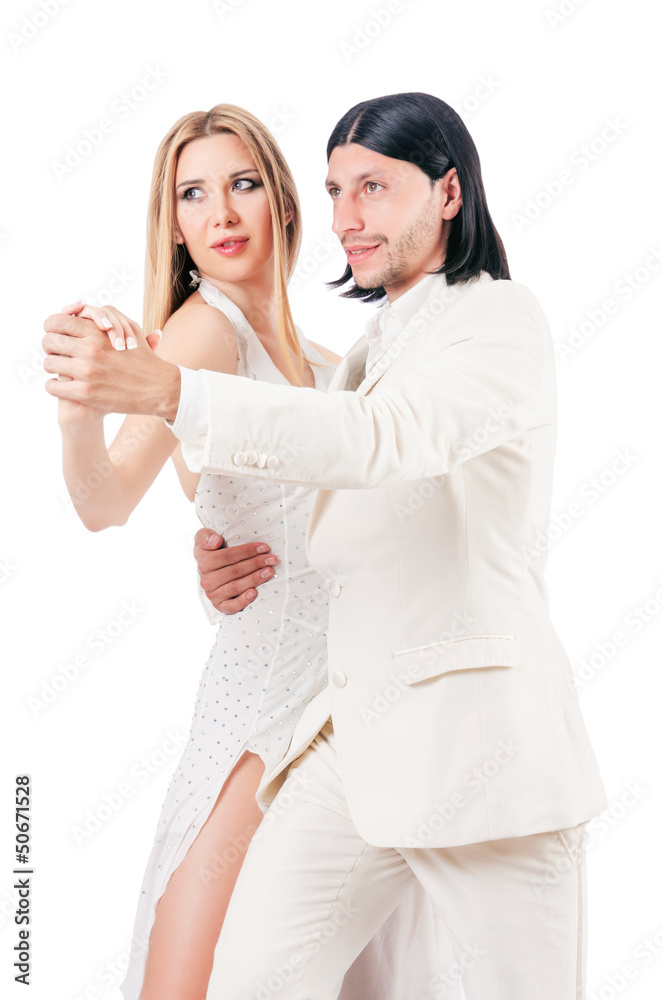 Pair dancing dances isolated on white Pair dancing dances isolated on white