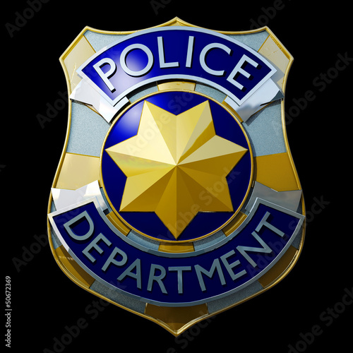 shiny golden and silver police badge 3d photo