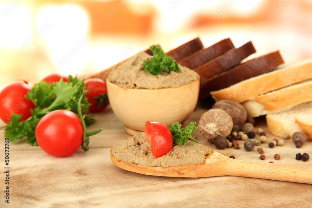 Composition of fresh pate, tomatoes and bread, Composition of fresh pate, tomatoes and bread,