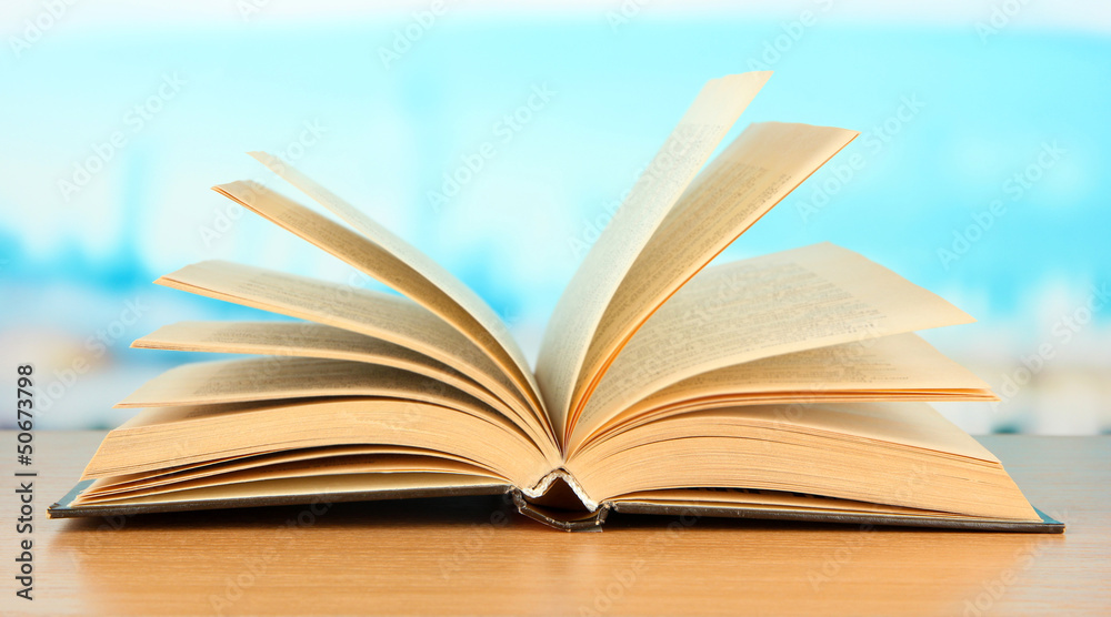 Opened book on bright background Opened book on bright background