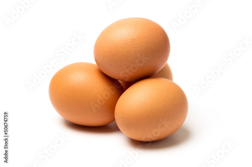 Four eggs isolated with shadow isolated on white background