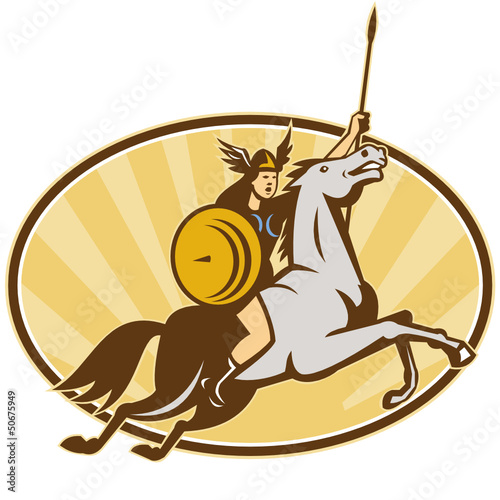 Valkyrie Riding Horse Retro