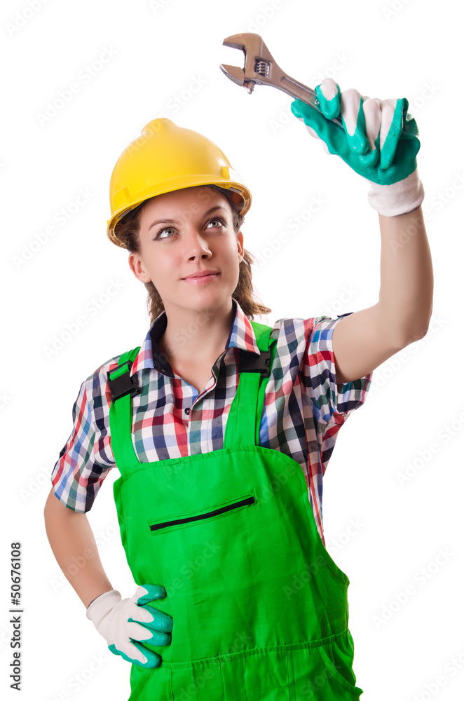 Woman worker isolated on the white