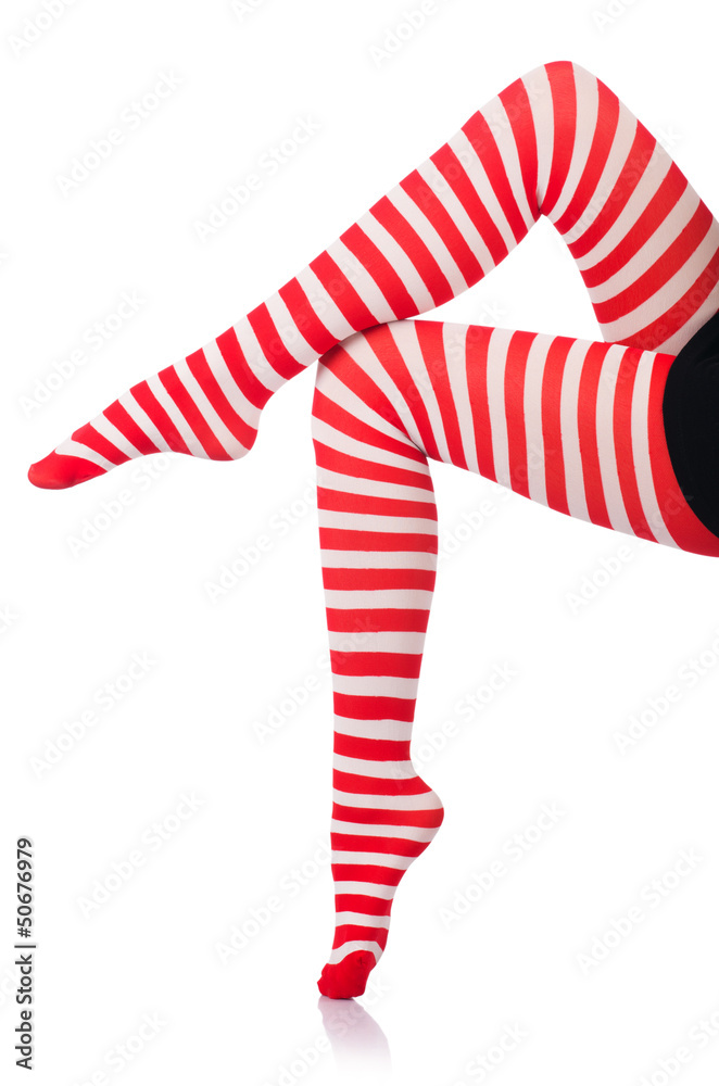 Obraz premium Woman with long legs and stockings