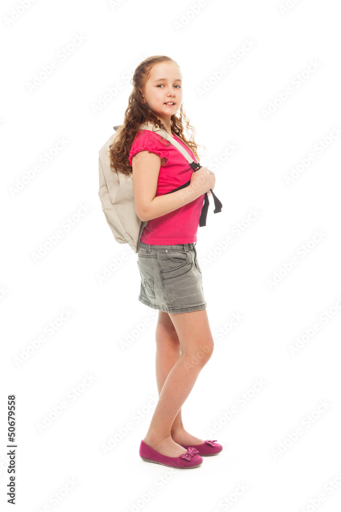 Happy girl with backpack Happy girl with backpack