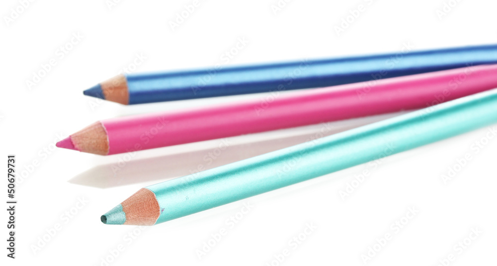 Cosmetic pencils, isolated on white Cosmetic pencils, isolated on white