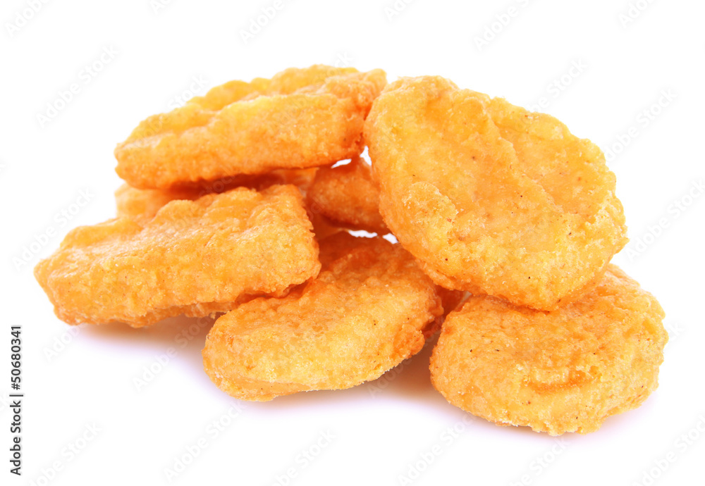 Fried chicken nuggets isolated on white Fried chicken nuggets isolated on white