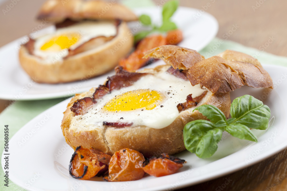 Baked eggs and bacon