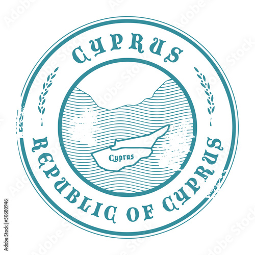 Grunge rubber stamp with the name and map of Cyprus, vector