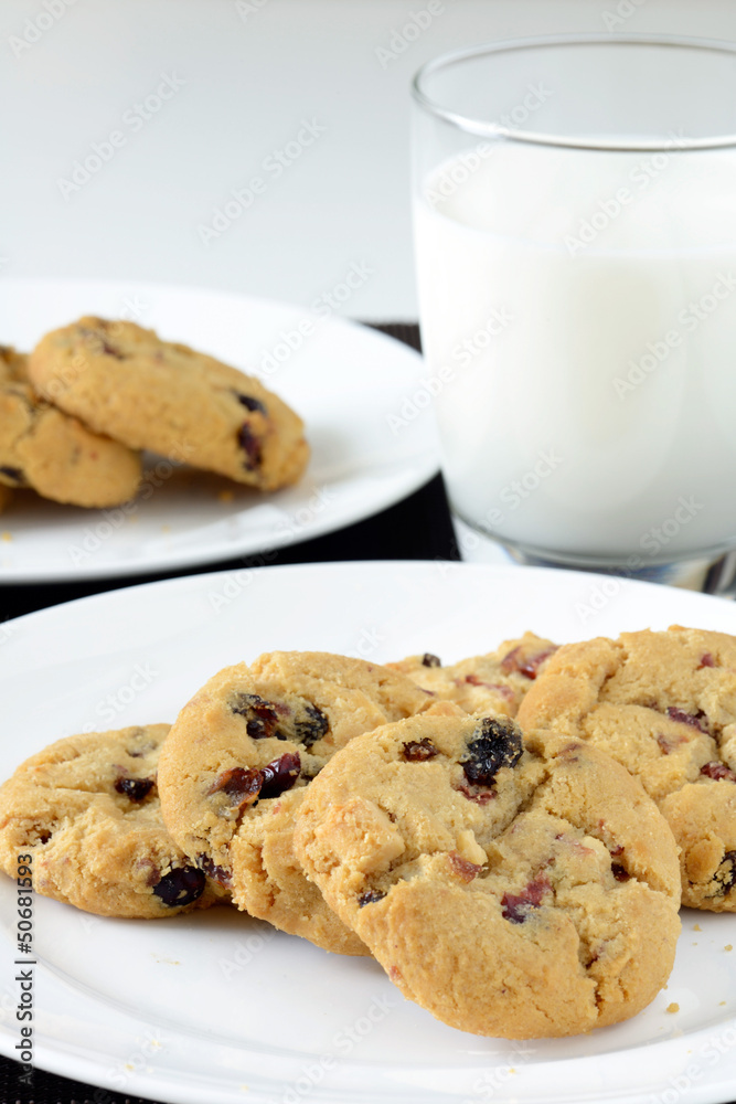 White chocolate and cranberry cookies