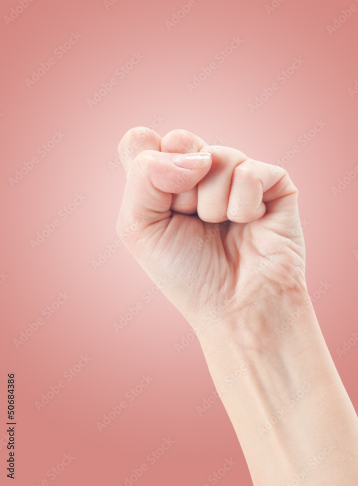 Fist. Gesture of the hand on pink background. Fist. Gesture of the hand on pink background.