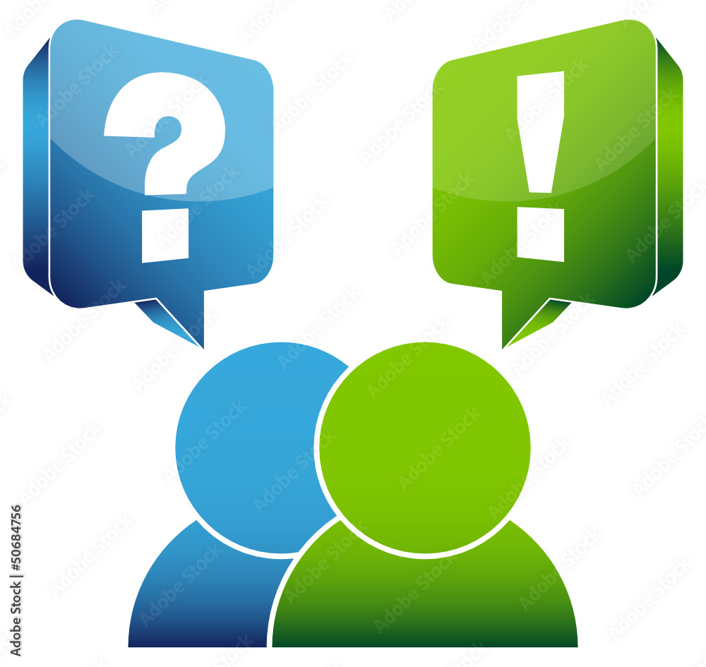 2 People Speech Bubbles Question & Answer Blue/Green 2 People Speech Bubbles Question & Answer Blue/Green