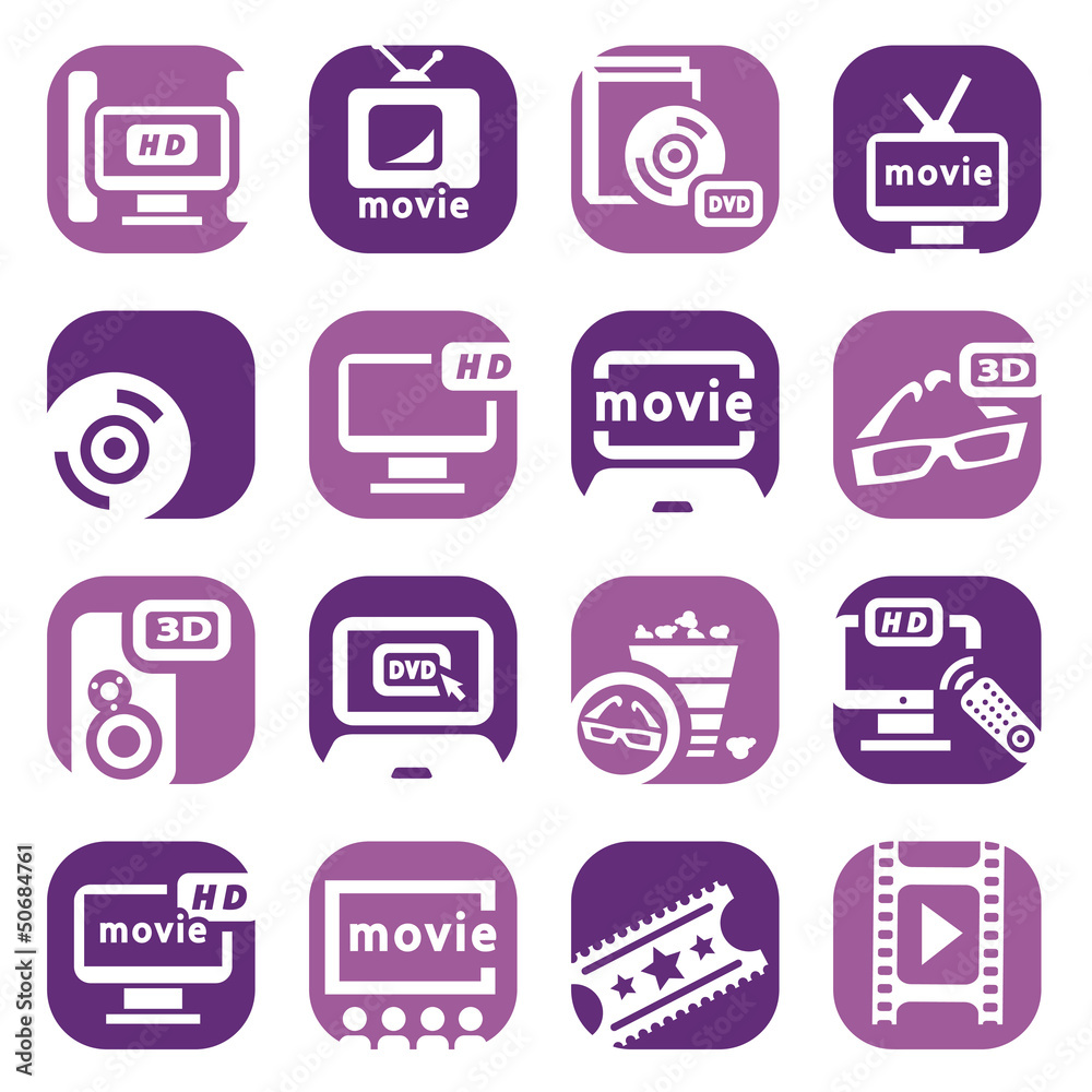 color movie icons set color movie icons set