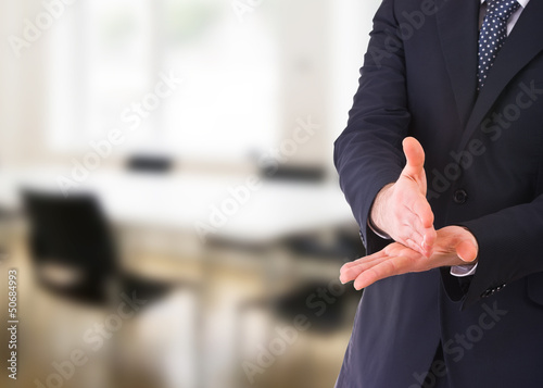 Картината върху платно Businessman gesturing with both hands.