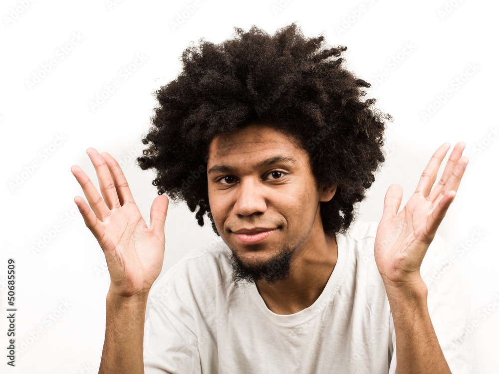 Man with hands up Man with hands up