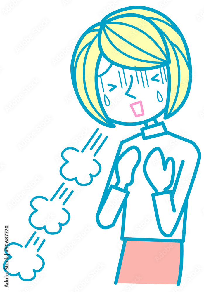 息切れする女性 息切れする女性