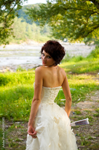 Pretty girl in a wedding dress