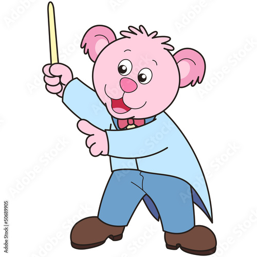 Cartoon Bear music conductor.
