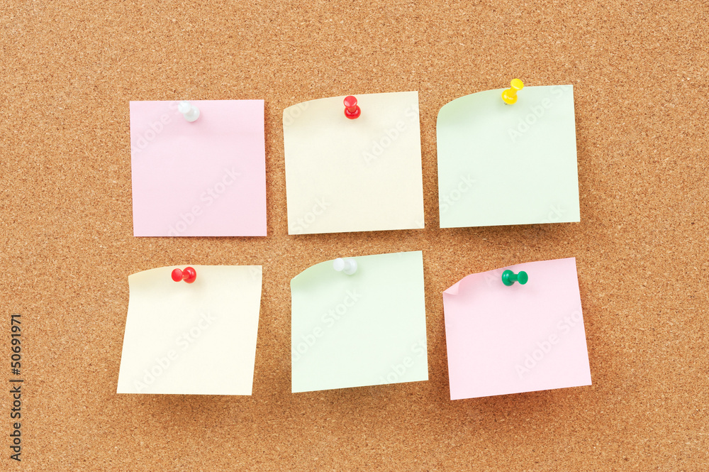 Thumbtack and note paper group Thumbtack and note paper group