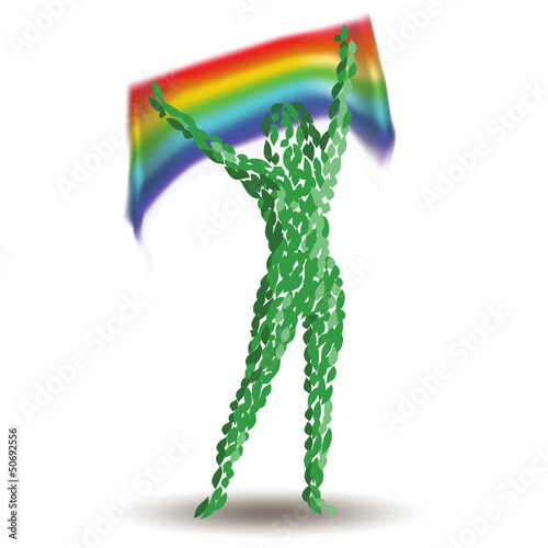 The girl from the leaves keeps the rainbow