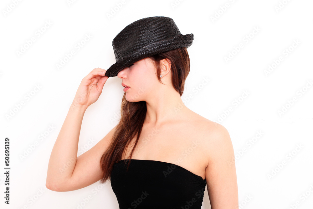 elegantes Mädchen mit Hut elegantes Mädchen mit Hut