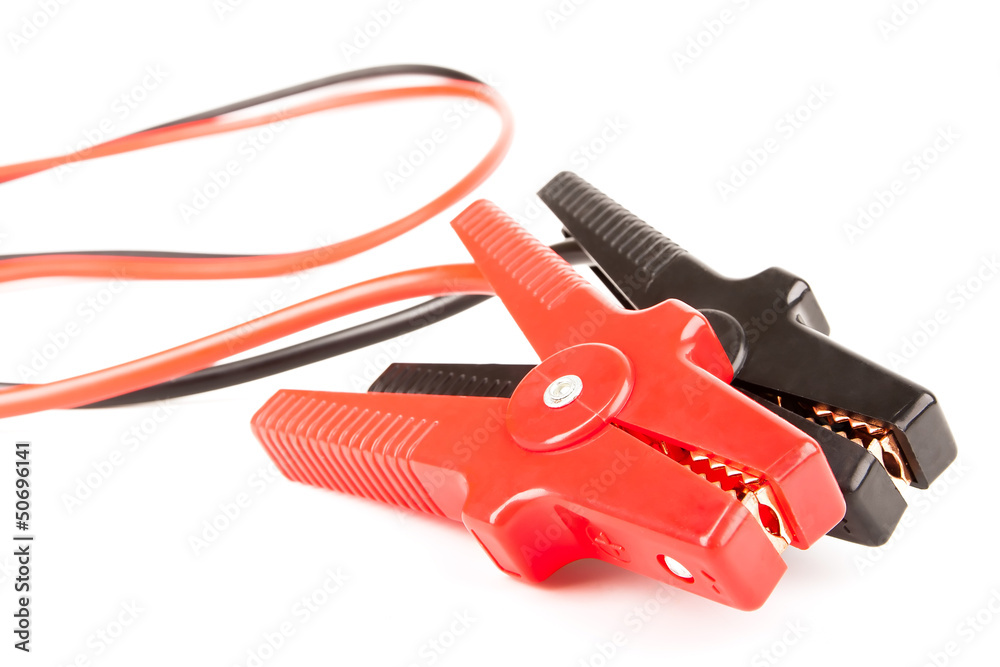 Jumper cables isolated on white background Jumper cables isolated on white background