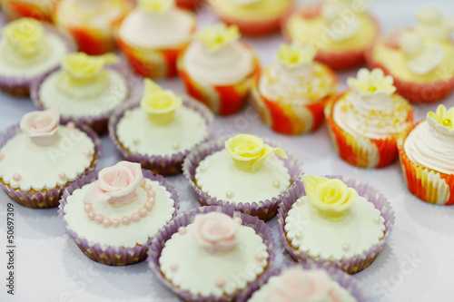 Colorful decorated cupcakes