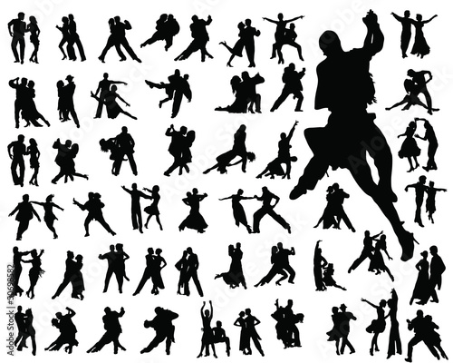Silhouettes of tango players-vector