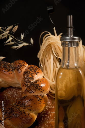 healthy  meal with bread , cereals photo