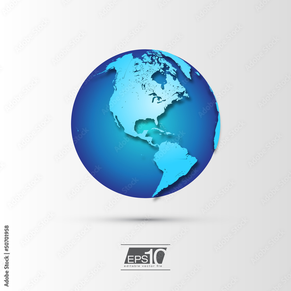 Blue Globe Icon with Realistic Shadows | EPS10 Vector Design Blue Globe Icon with Realistic Shadows | EPS10 Vector Design