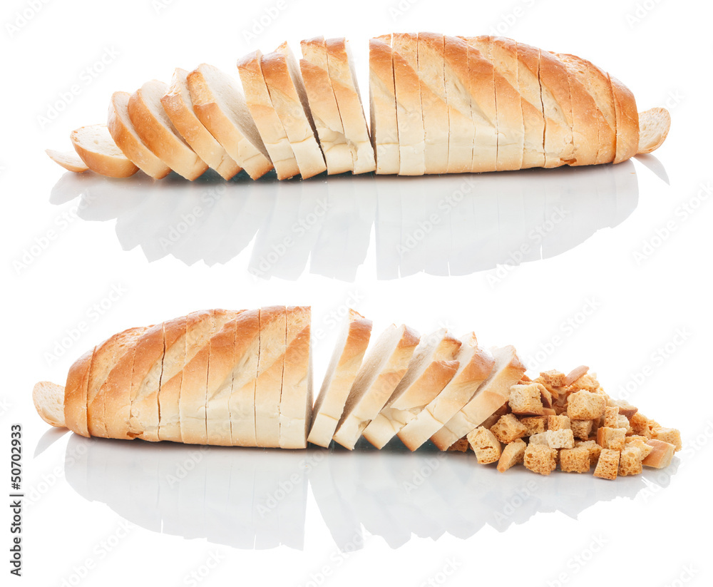 Sliced bread and crackers isolated Sliced bread and crackers isolated
