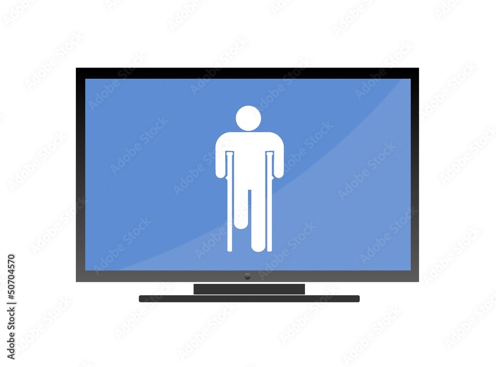 Personne handicapée dans un écran de télévision Personne handicapée dans un écran de télévision