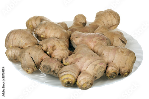 Ginger root on a plate