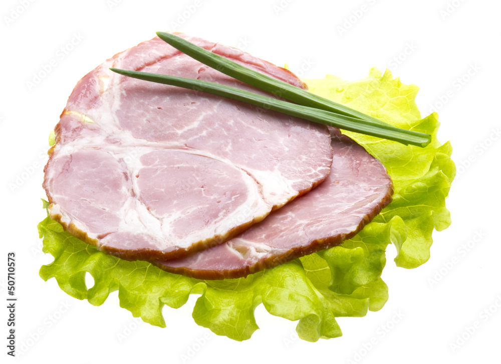 Bacon with salad leaves