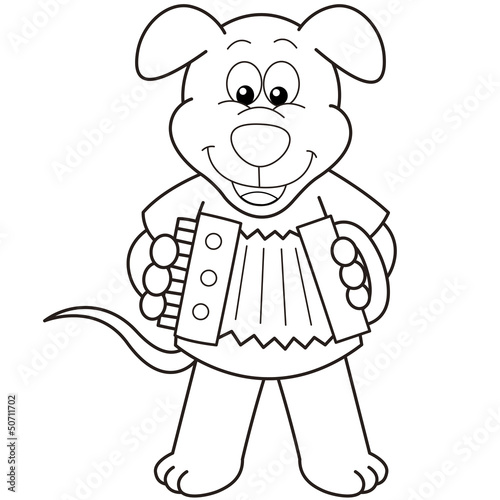 Cartoon Dog Playing an Accordion