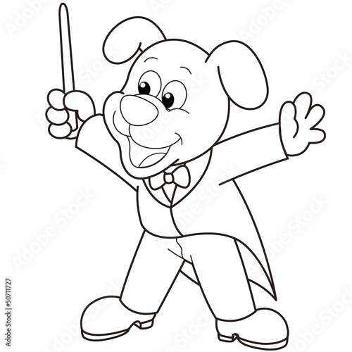 Cartoon Dog music conductor.