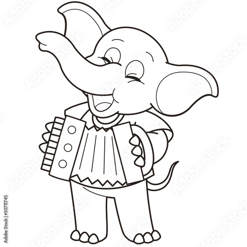 Cartoon Elephant Playing an Accordion