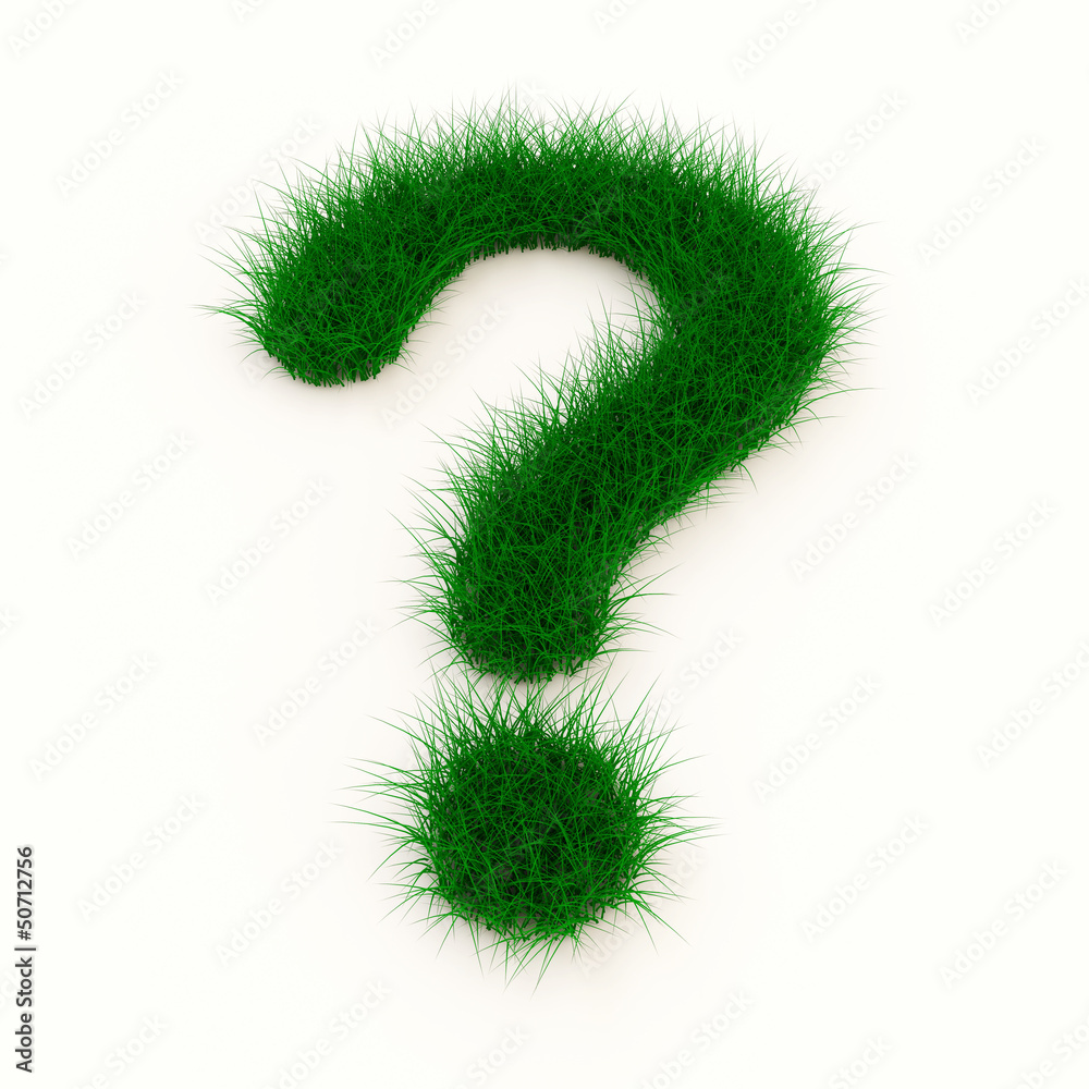 Grass Question Mark Symbol isolated on white background