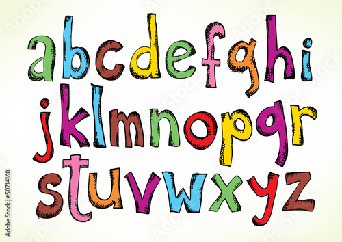 Doodled letters of the alphabet