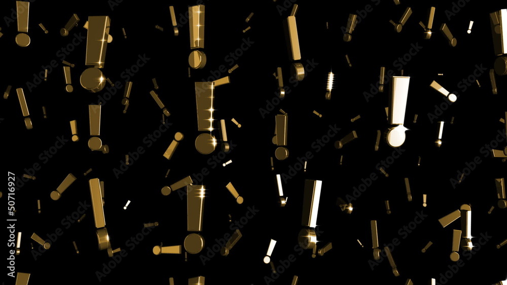Looping Silver and Gold Exclamation Marks Falling