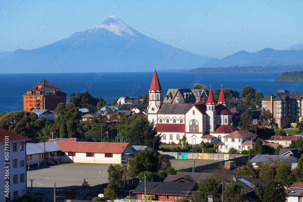 View of the city Puerto Varas, llanyauihue Lake, Chile