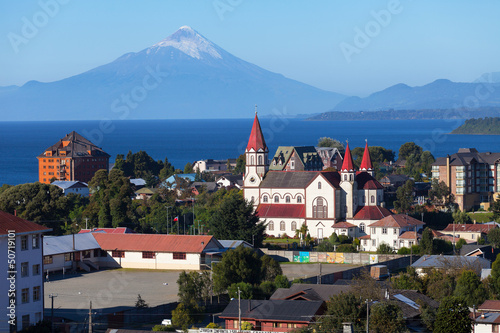 View of the city Puerto Varas, llanyauihue Lake, Chile photo